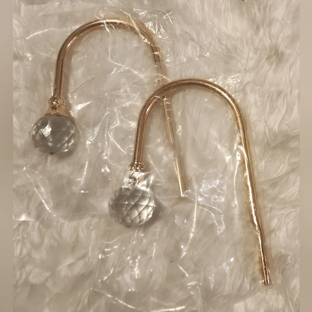 NEW Set of 2 Metal Curtain Holdbacks with Clear Crystal Ball ♡